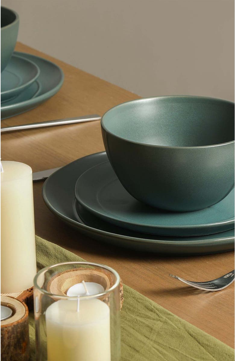 Stone Lain Infinity Stoneware 12-Piece Dinnerware Set, Alternate, color, Green