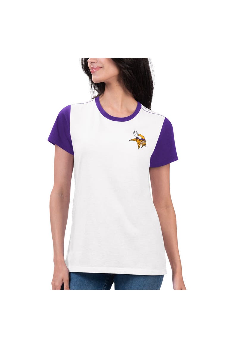 Women's G-III 4Her by Carl Banks White/Purple Minnesota Vikings Fashion Illustration T-Shirt, Main, color, White