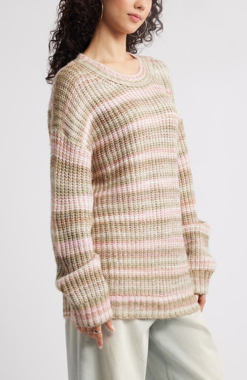 Bp. Space Dye Oversize Sweater In Ivory Multi Marl Stripe