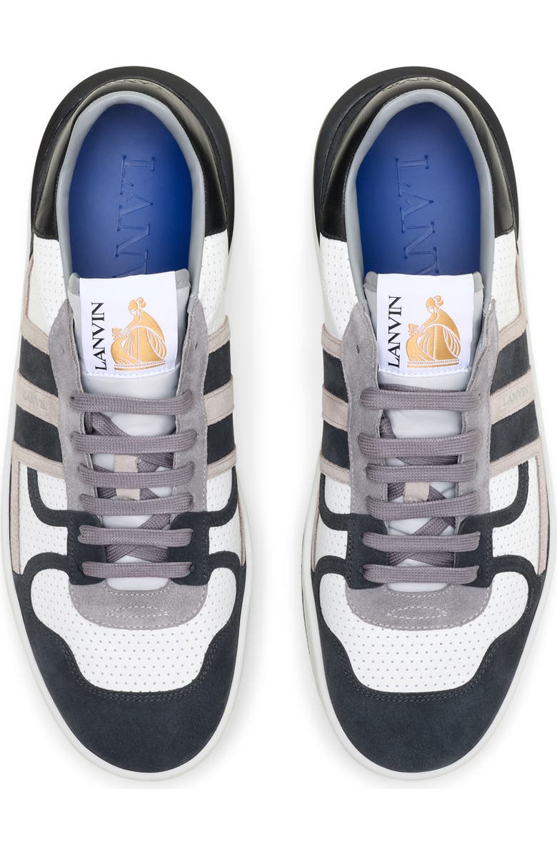 Lanvin Clay Sneakers In Perforated Leather And Suede, Alternate, color, Black