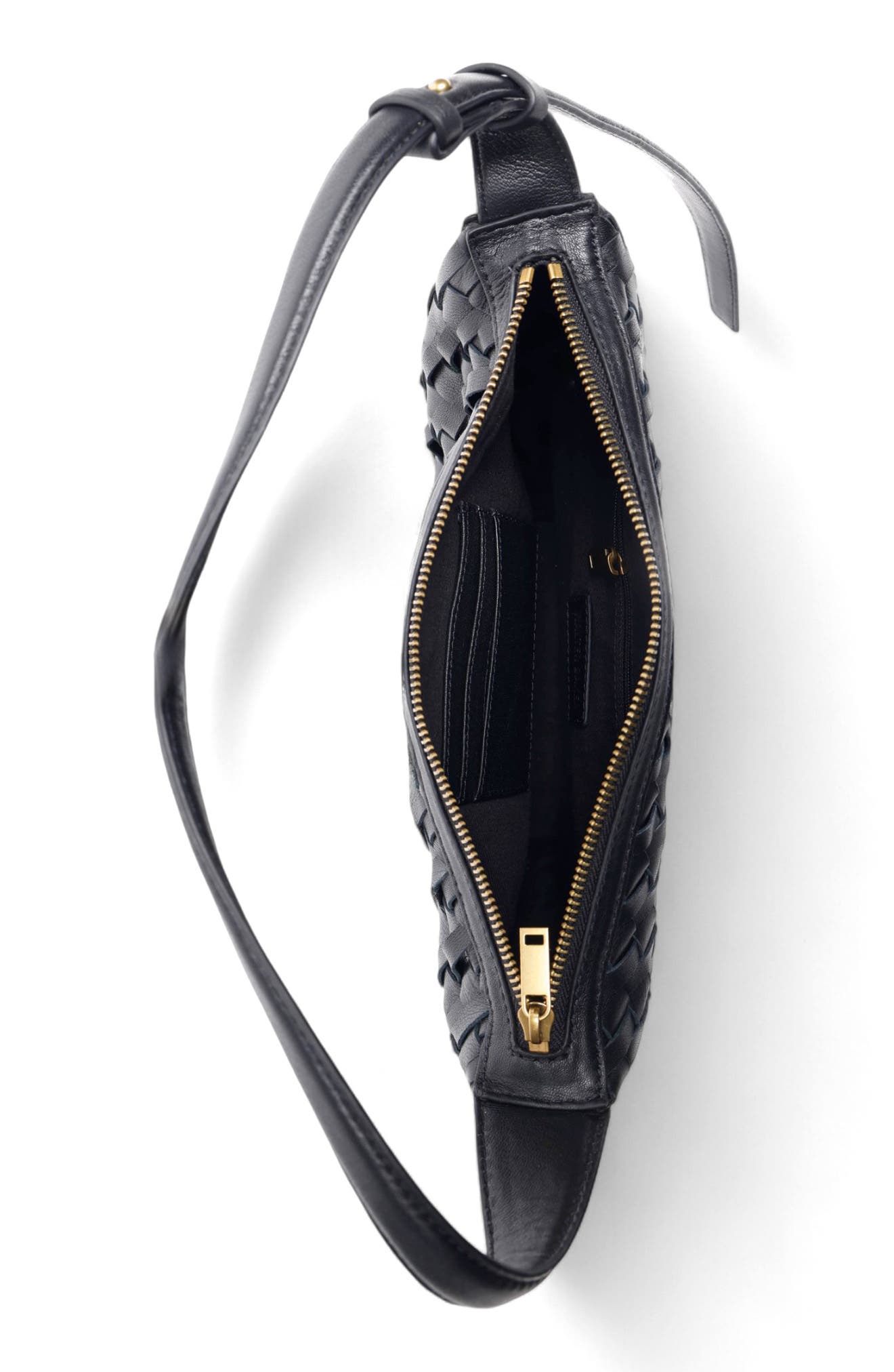 Walter Baker Blake Woven Leather Shoulder Bag, Alternate, color, Black