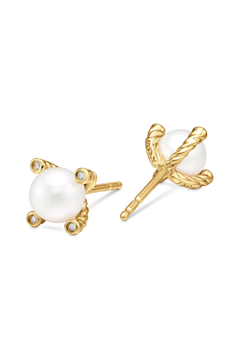 Genuine Pearl & Diamond Post Earrings, Alternate, color, TWO TONE