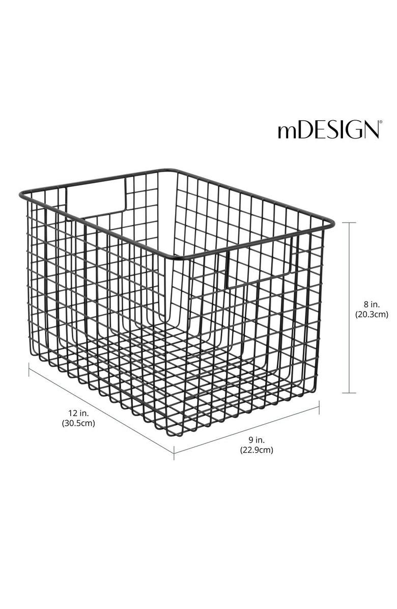 mDesign Metal Wire Food Organizer Basket with Built-In Handles  12 x 9 x 8 - 4 Pack, Alternate, color, 