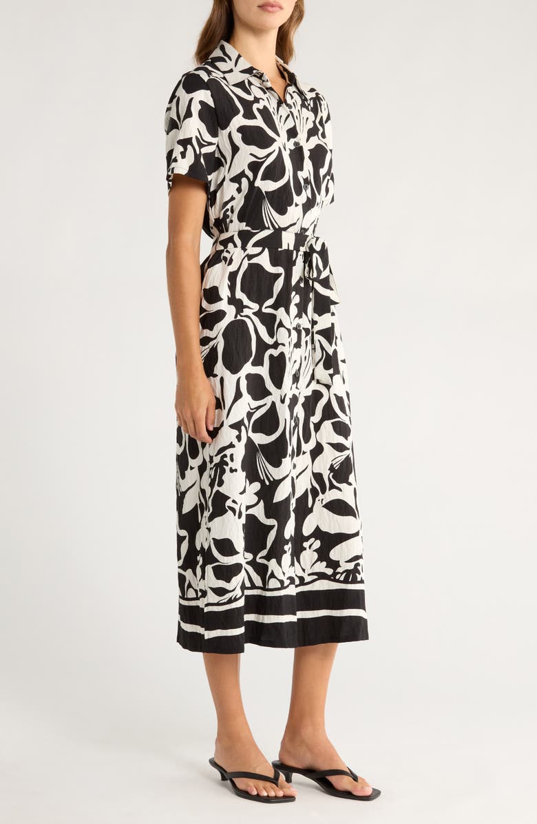 MELLODAY Printed Shirtdress, Alternate, color, Black/ White Pattern