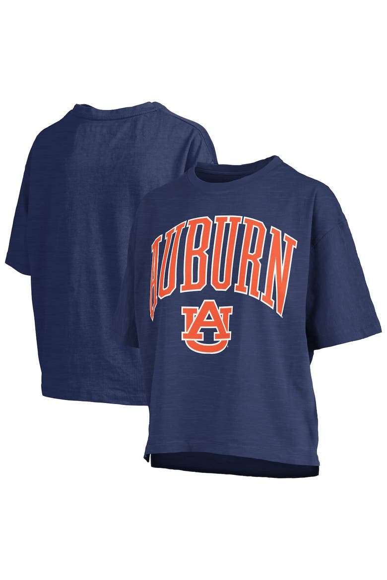 Women's Pressbox Navy Auburn Tigers Nelson Arch Over Logo Waist Length Oversized Slub T-Shirt, Main, color, Navy
