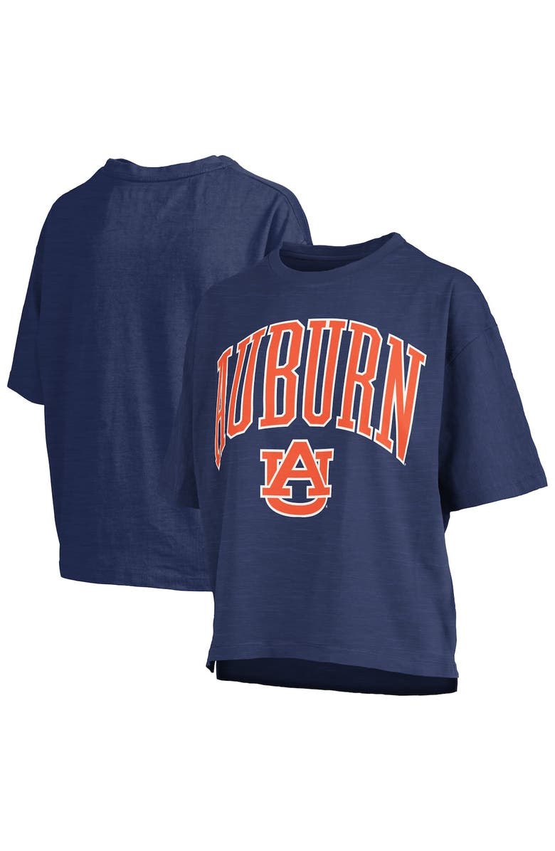 PRESSBOX Women's Pressbox Navy Auburn Tigers Nelson Arch Over Logo Waist Length Oversized Slub T-Shirt, Main, color, Navy