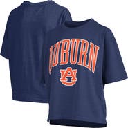 PRESSBOX Women's Pressbox Navy Auburn Tigers Nelson Arch Over Logo Waist Length Oversized Slub T-Shirt