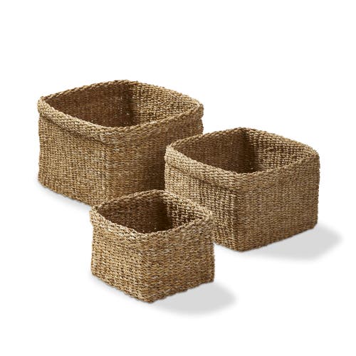 Tag Square Folding Seagrass Basket For Decorative Storage In Brown