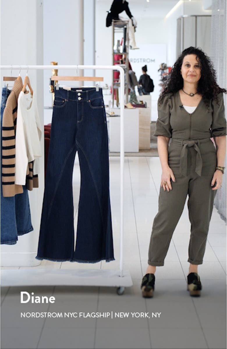 High Waist Ruffle Flare Leg Jeans, sales video thumbnail