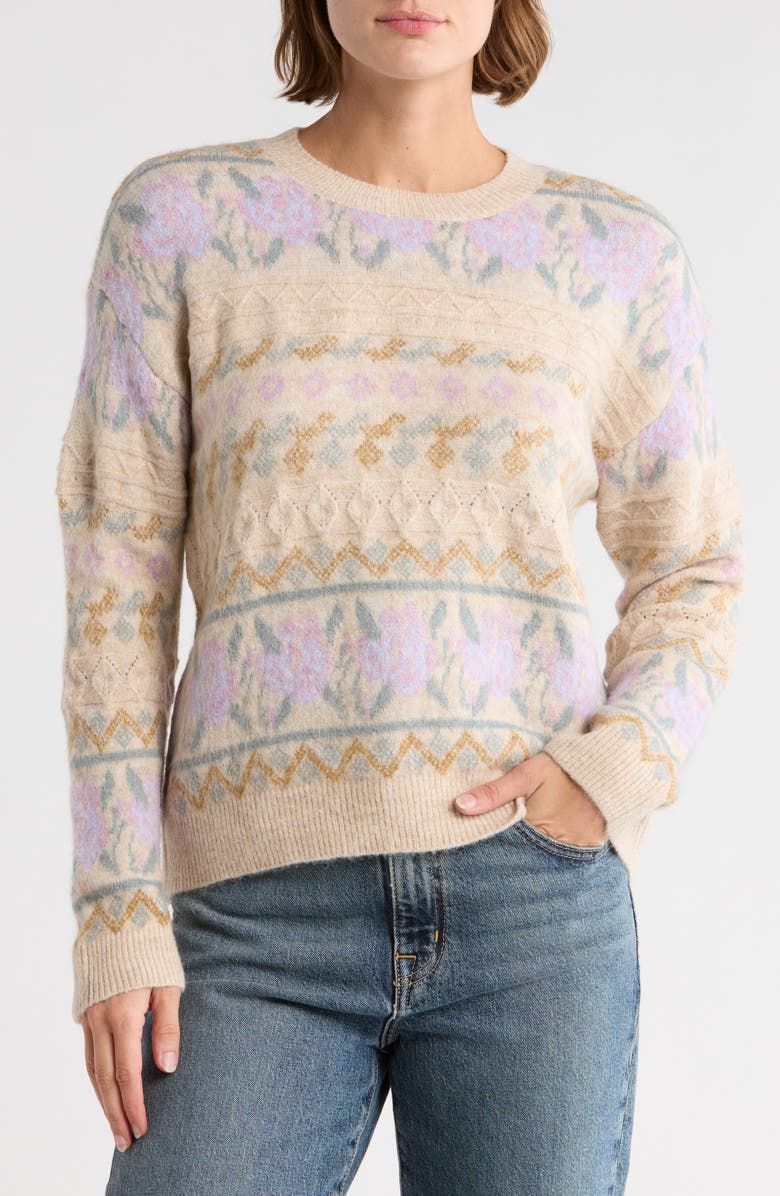 RDI Fair Isle Crewneck Sweater, Main, color, Oatmeal