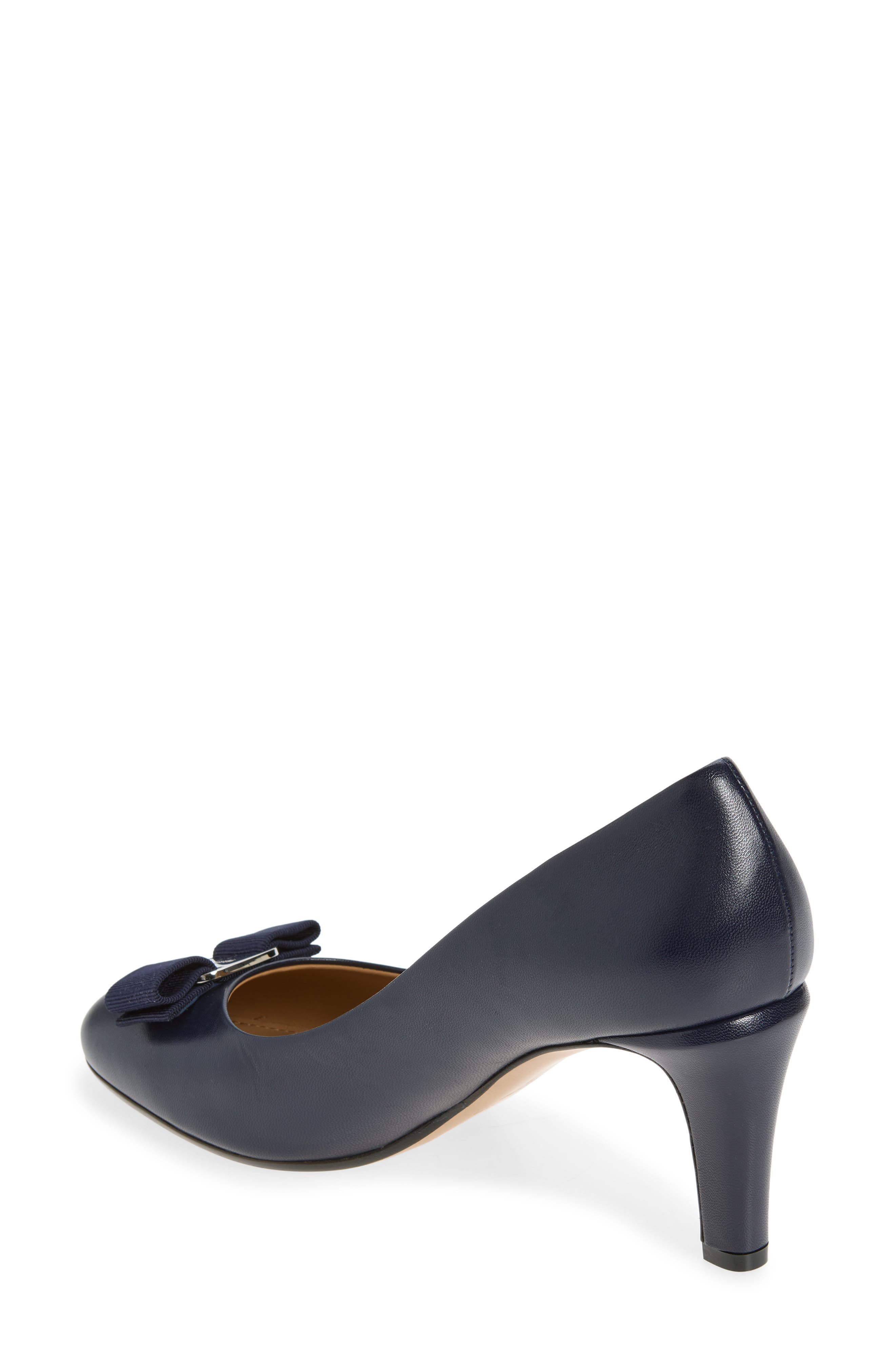 FERRAGAMO Carla Bow Pump, Alternate, color, Navy Biscotto