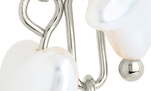 Sterling Forever Sabrina Mixed Pearl Charm Necklace In Silver