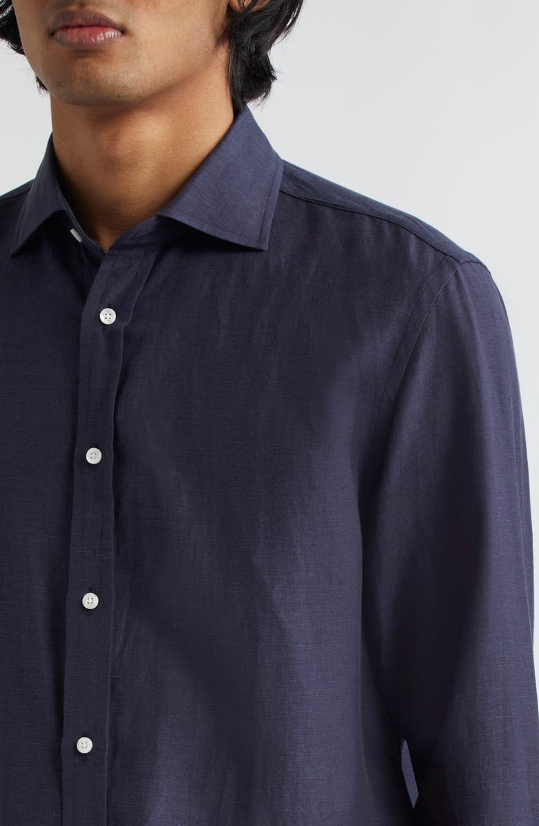 Ralph Lauren Purple Label Aston Linen & Silk Button-Up Shirt, Alternate, color,