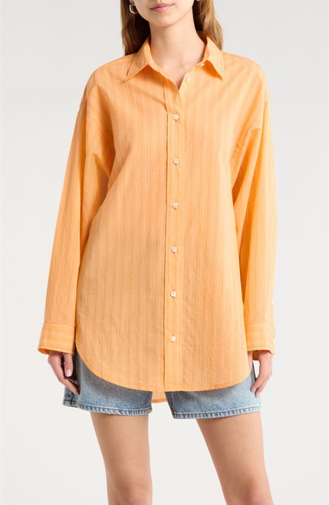 Sona Pinstripe Oversize Button-Up Shirt