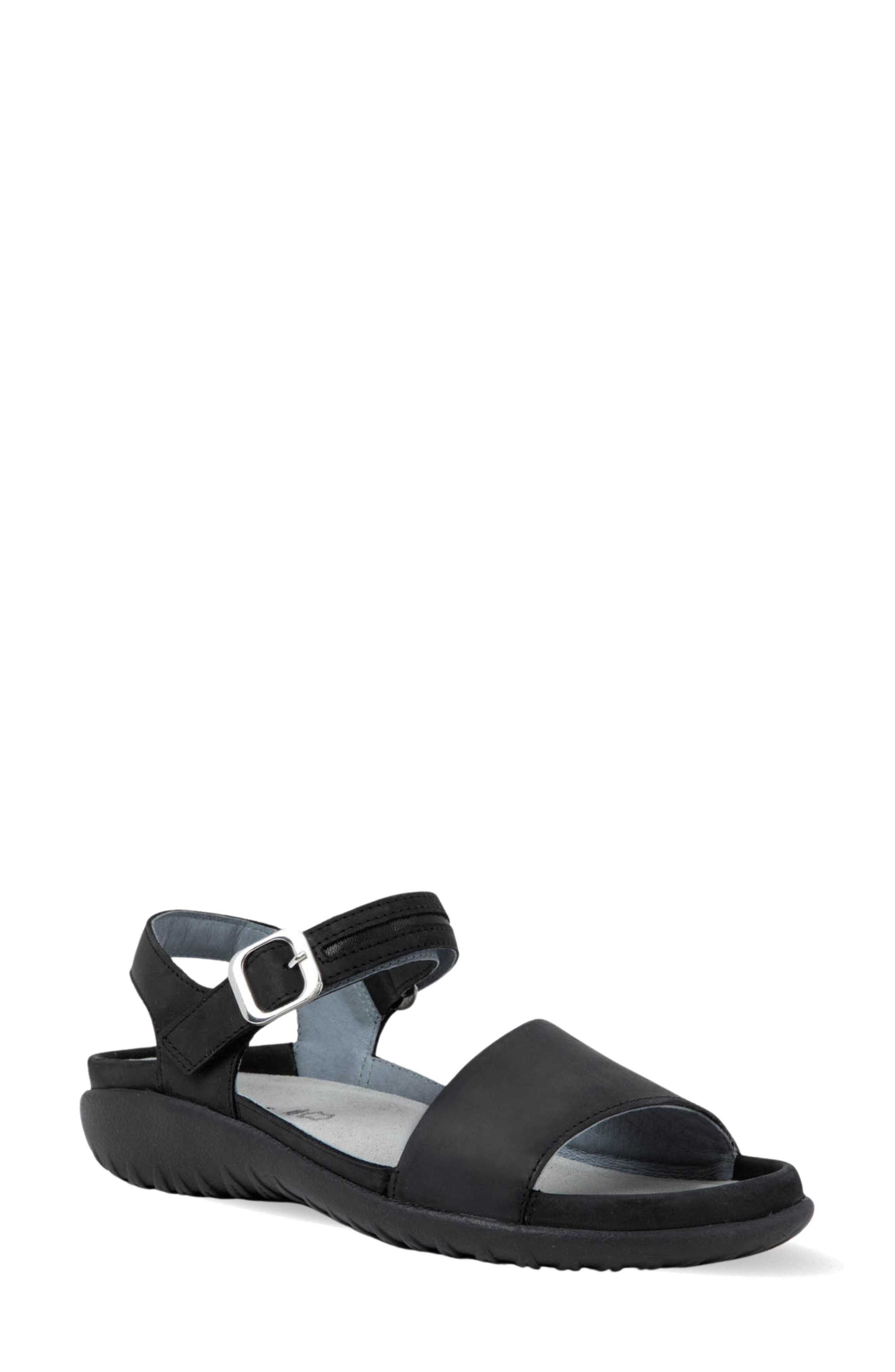 Naot Nagoya Sandal, Main, color, Ebony Nubuck/ Black Leather