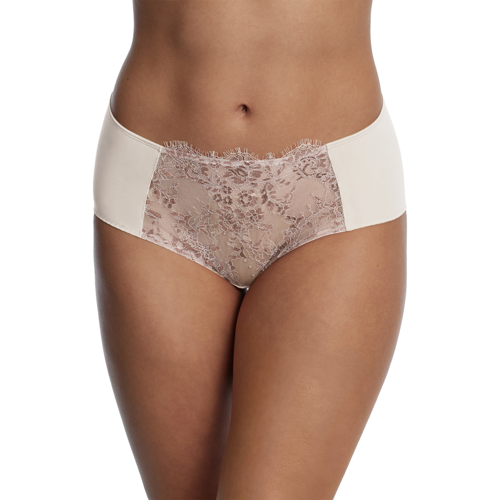 Skarlett Blue Entice Lace Trim Briefs In Icing/rose Gold
