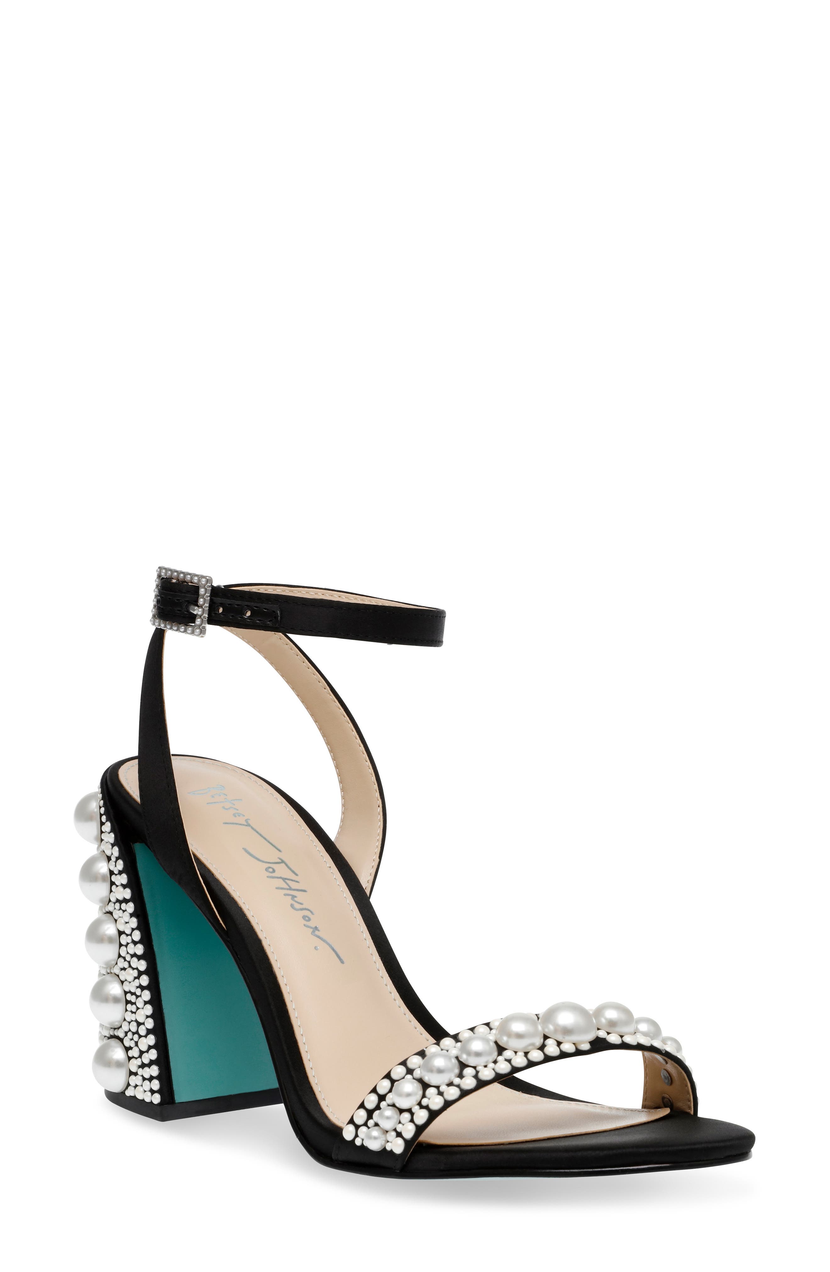 Betsey Johnson Lexi Imitation Pearl Ankle Strap Sandal, Main, color, 