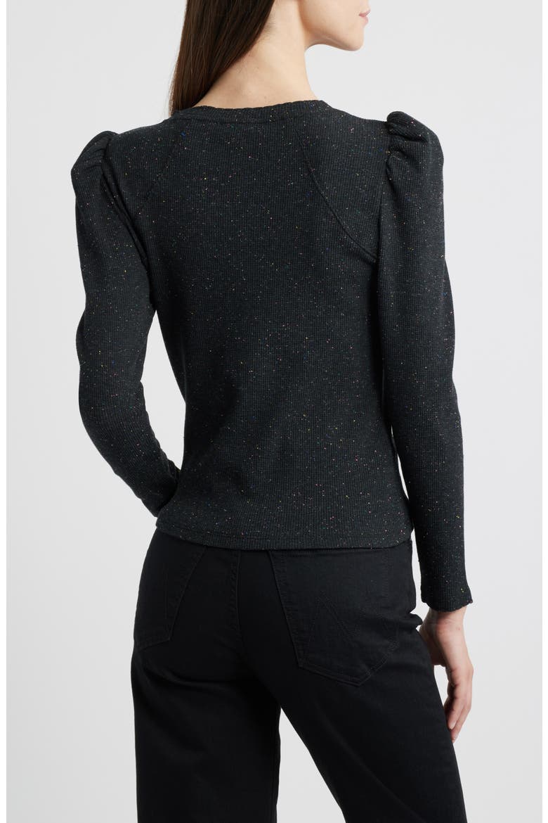 Puff Shoulder Long Sleeve Thermal Top, Alternate, color, BLACK MULTI