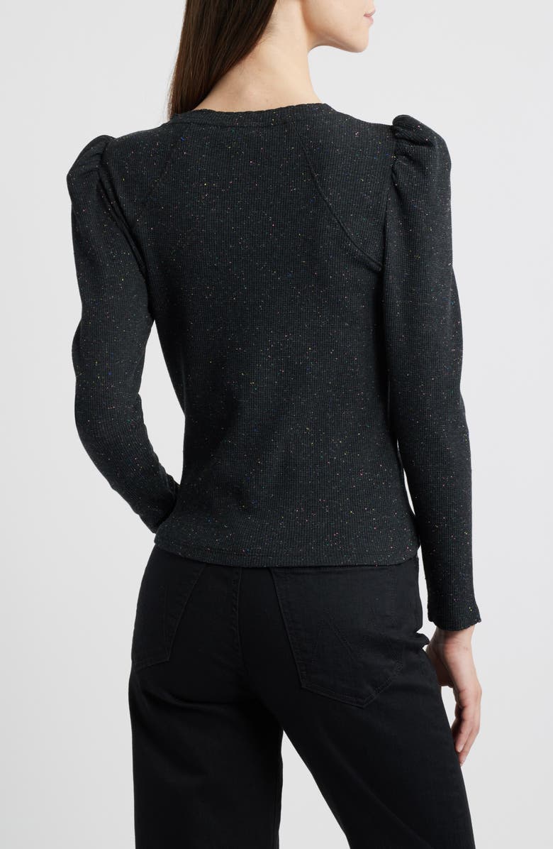 Wit & Wisdom Puff Shoulder Long Sleeve Thermal Top, Alternate, color, Black Multi