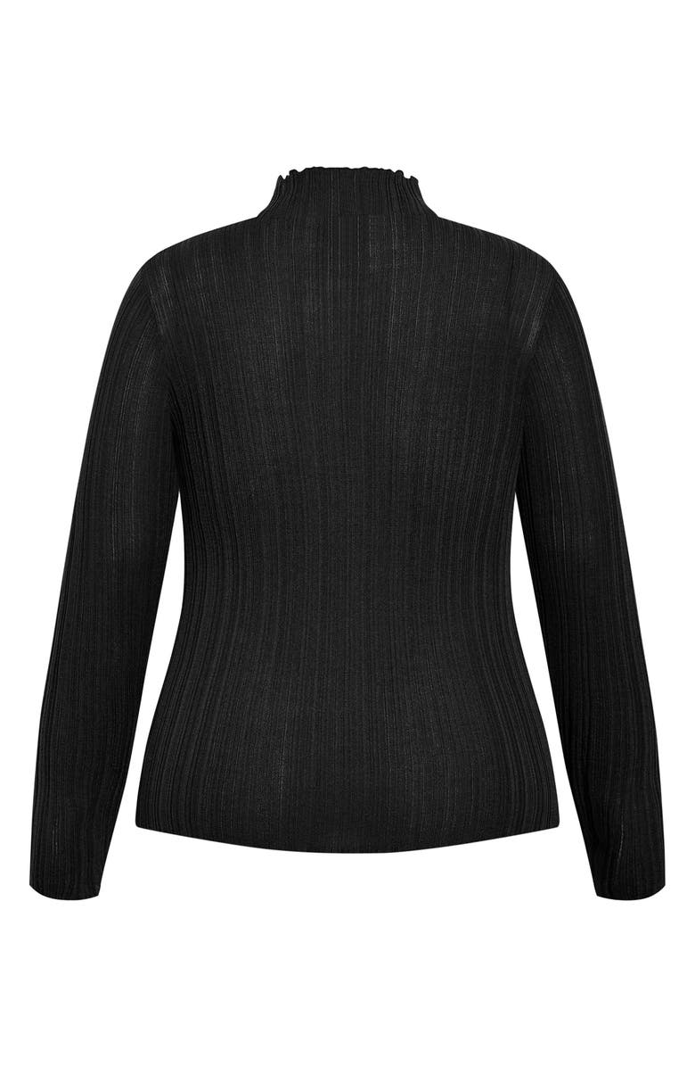 City Chic Crinkle Mock Neck Sweater, Alternate, color, Black