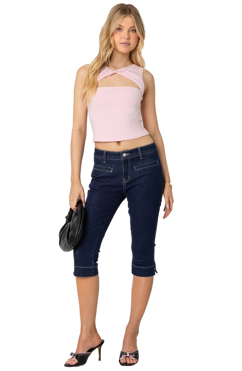 EDIKTED Twisted Cutout Crop Top, Alternate, color, Light-Pink