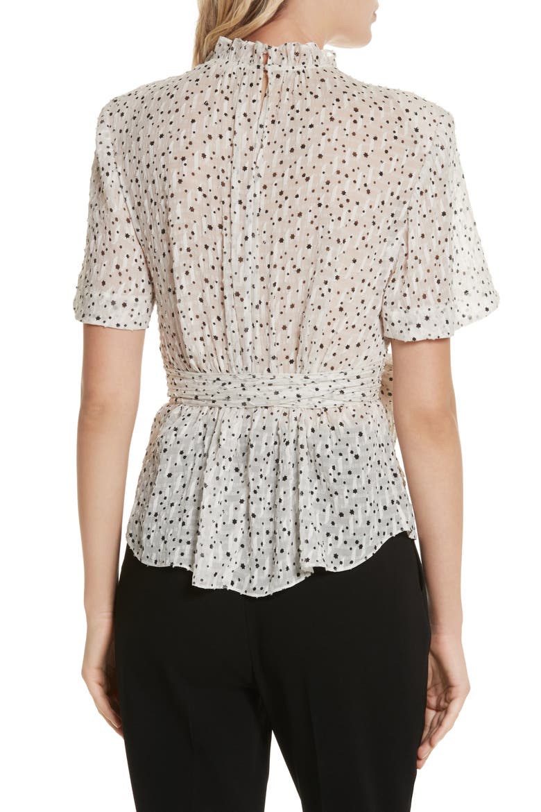 Star Tie Silk Blend Blouse, Alternate, color, SNOW COMBO