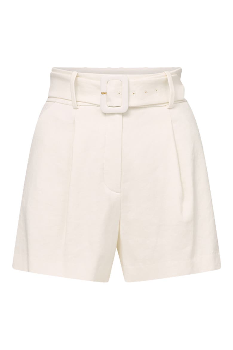 Piper Pleated Linen Blend Shorts, Alternate, color, DOVE