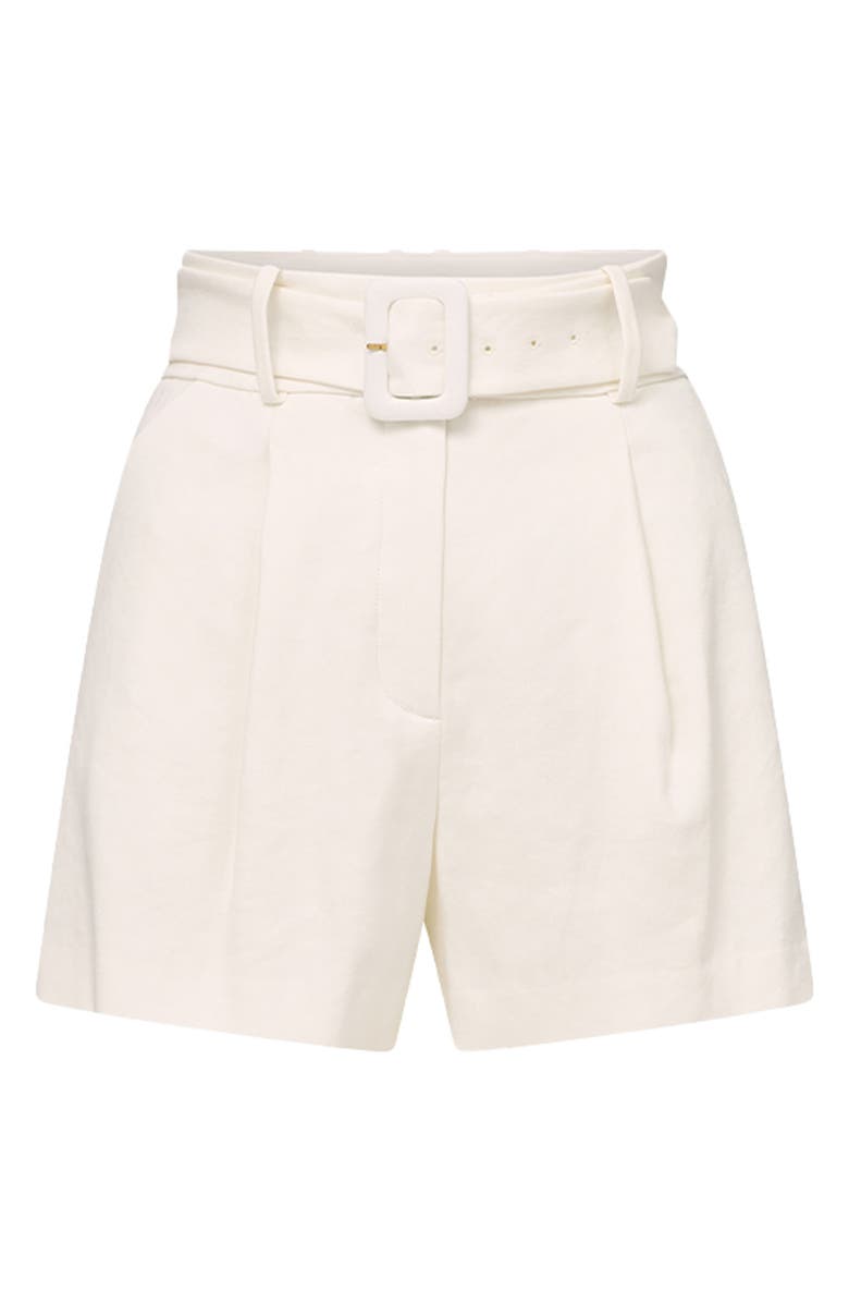 Veronica Beard Piper Pleated Linen Blend Shorts, Alternate, color, 