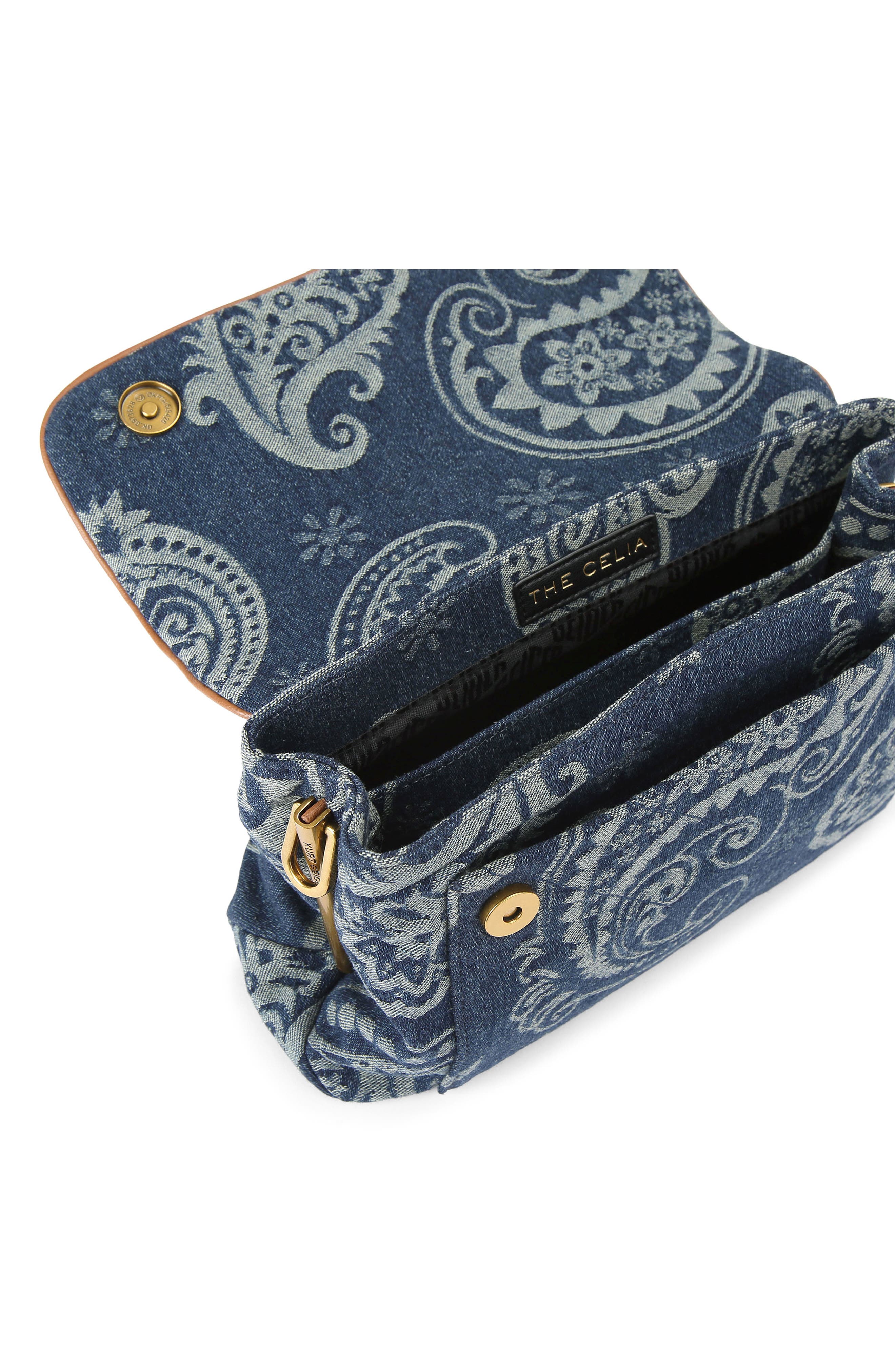 Celia Paisley Jacquard Denim Shoulder Bag, Alternate, color, DENIM