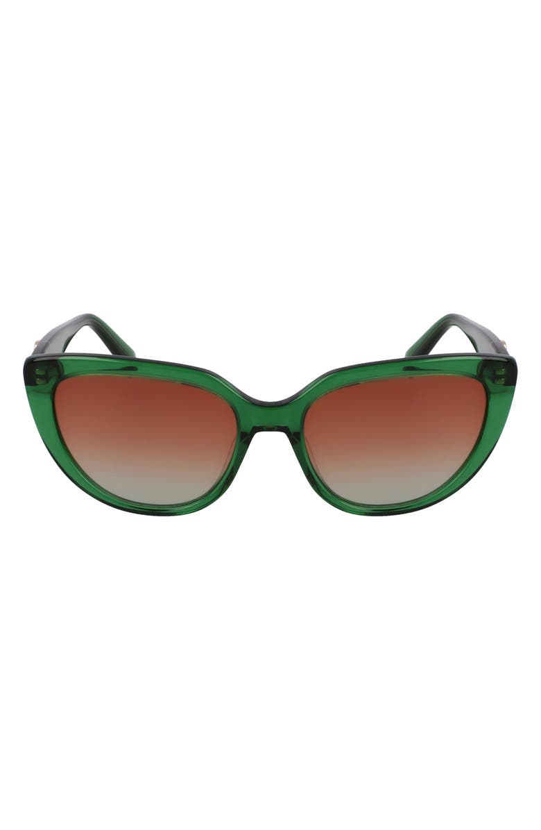 Longchamp Le Pliage 53mm Gradient Cat Eye Sunglasses, Main, color, Transparent Green