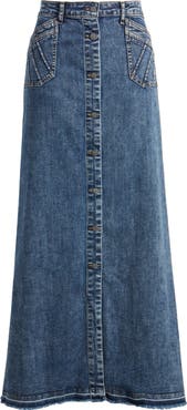 Wash Lab Denim Royal Denim Maxi Skirt