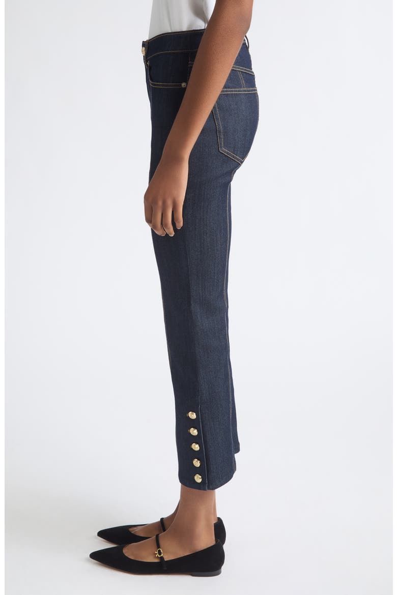 Maggie High Waist Button Detail Crop Straight Leg Jeans, Alternate, color, INDIGO