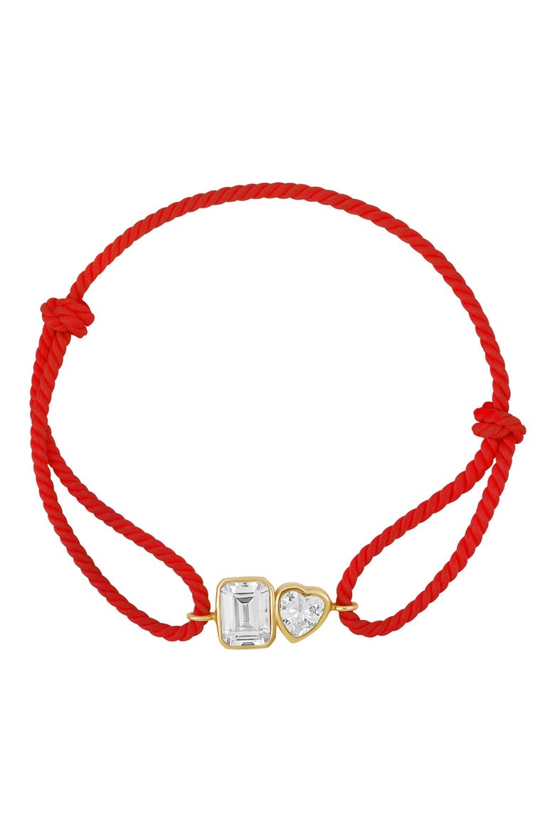 Cubic Zirconia Corded Slider Bracelet, Main, color, GOLD/ RED