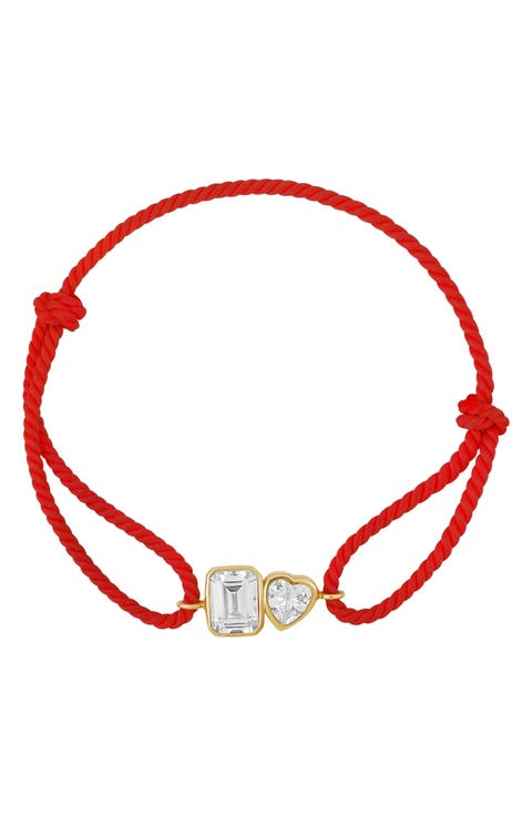 Cubic Zirconia Corded Slider Bracelet