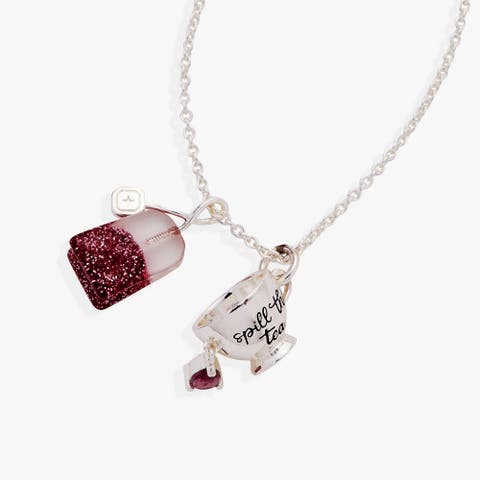 'Spill the Tea' Cup & Tea Bag Charm Pendant Necklace