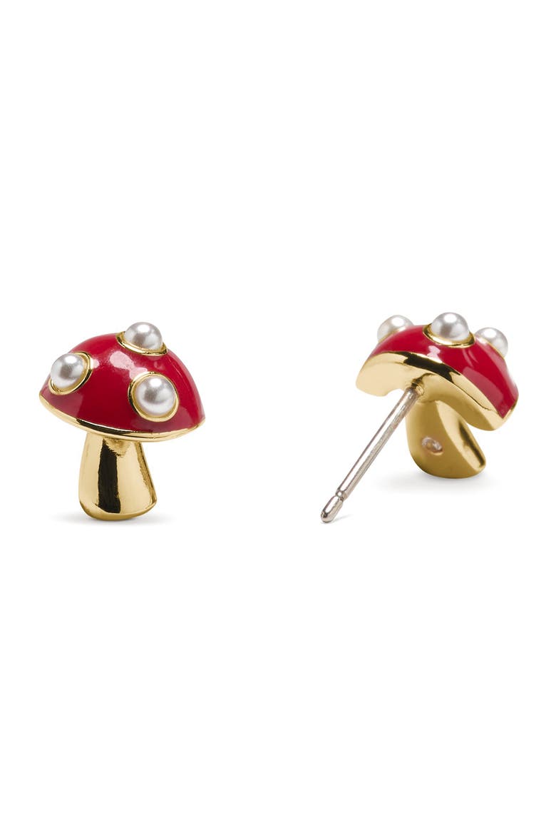secret garden mushroom stud earrings, Alternate, color, RED MULTI