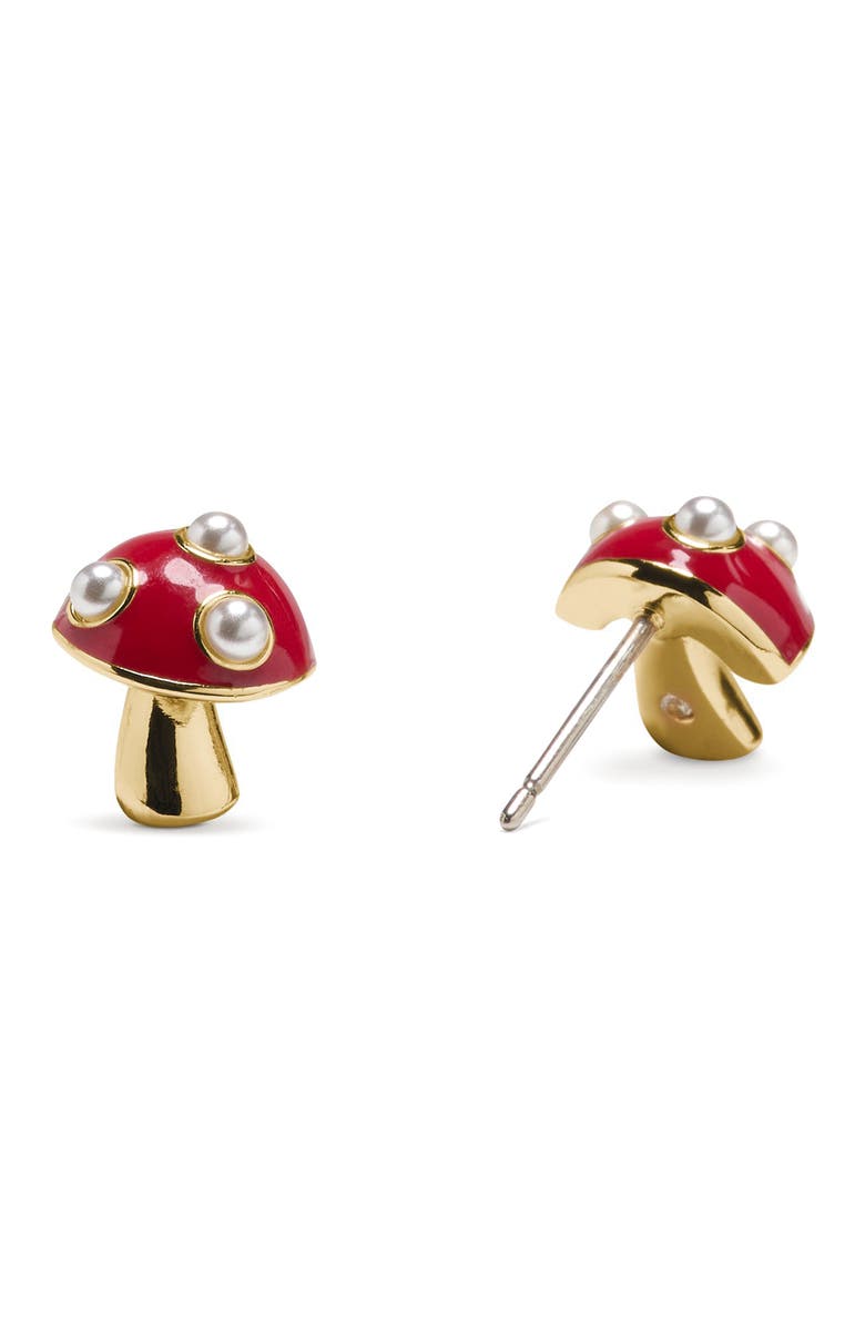 Kate Spade New York secret garden mushroom stud earrings, Alternate, color, Red Multi