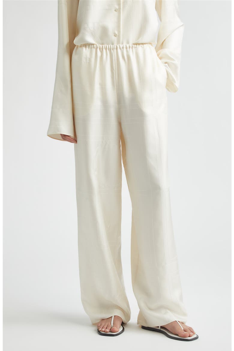 Monogram Organic Silk Pajama Pants, Main, color, CREAM