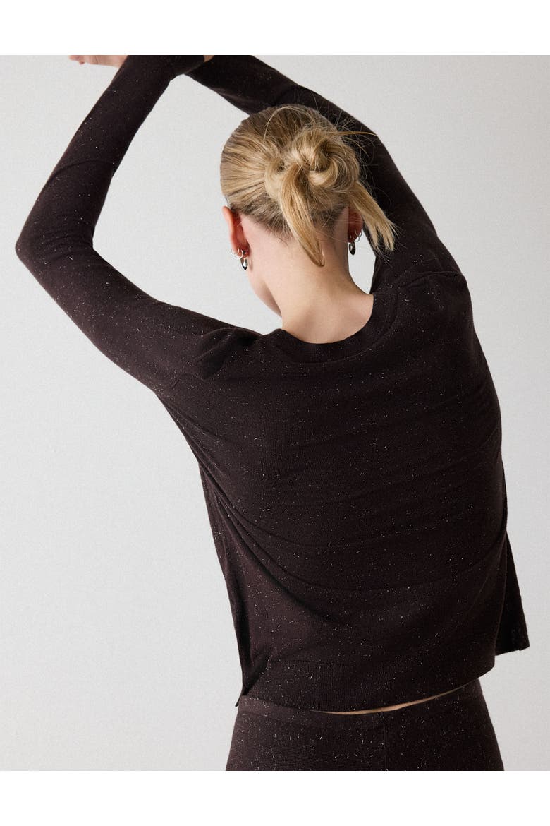 Annie Sparkle Crew Neck Knit Jumper, Alternate, color, Brown
