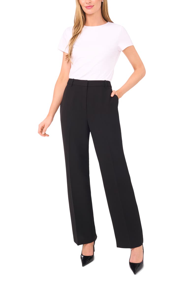 High Waist Straight Leg Pants, Alternate, color, RICH BLACK