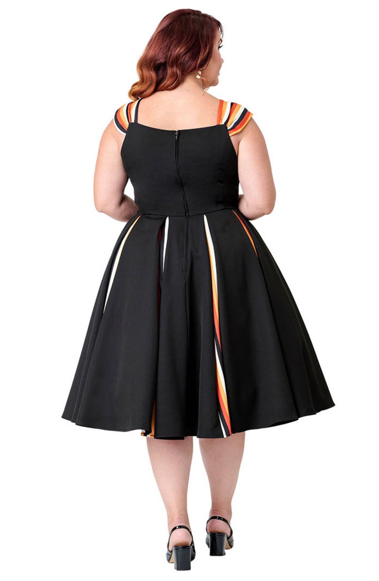 Unique Vintage Plus Size Square Neck Sleeveless Godet Swing Dress, Alternate, color, Black