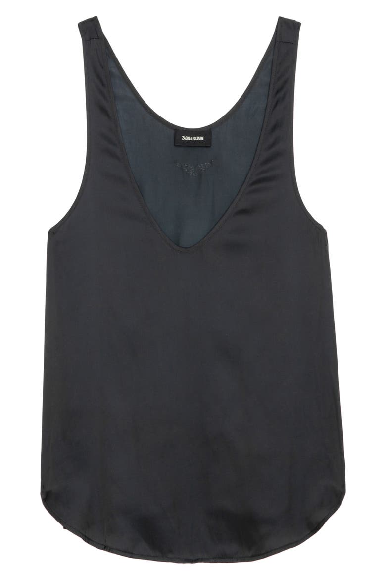 Tarys Satin Tank, Alternate, color, BLACK