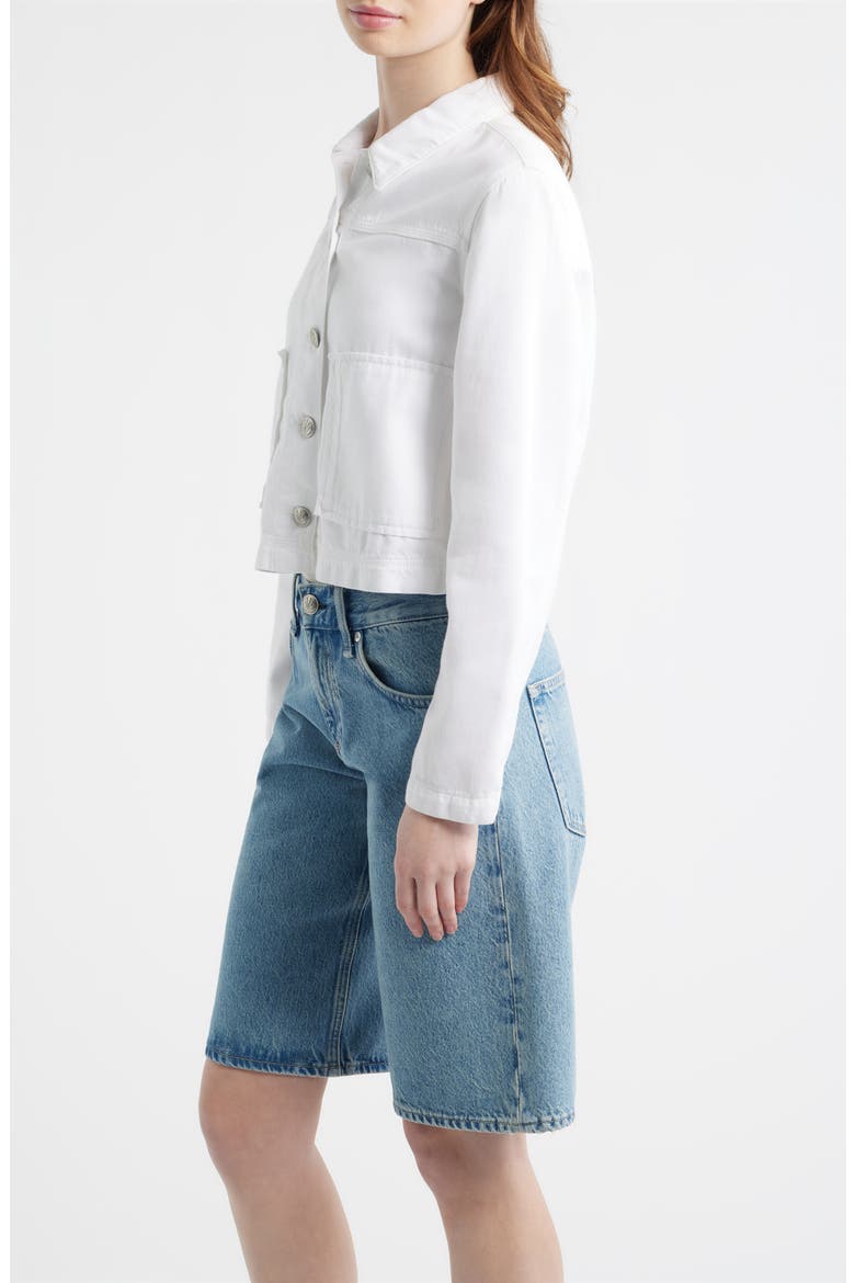 Featherweight Adrianna Denim Trucker Jacket, Alternate, color, WHITE