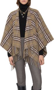 Burberry Check Double Face Wool & Cashmere Cape