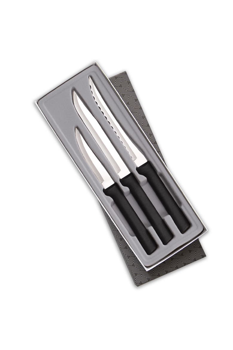 3 Piece Cooking Essentials Knife Set with Gift Box, Main, color, Black