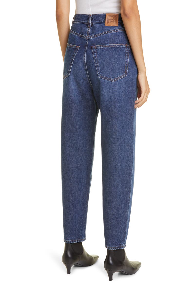 High Waist Tapered Jeans, Alternate, color, DARK BLUE