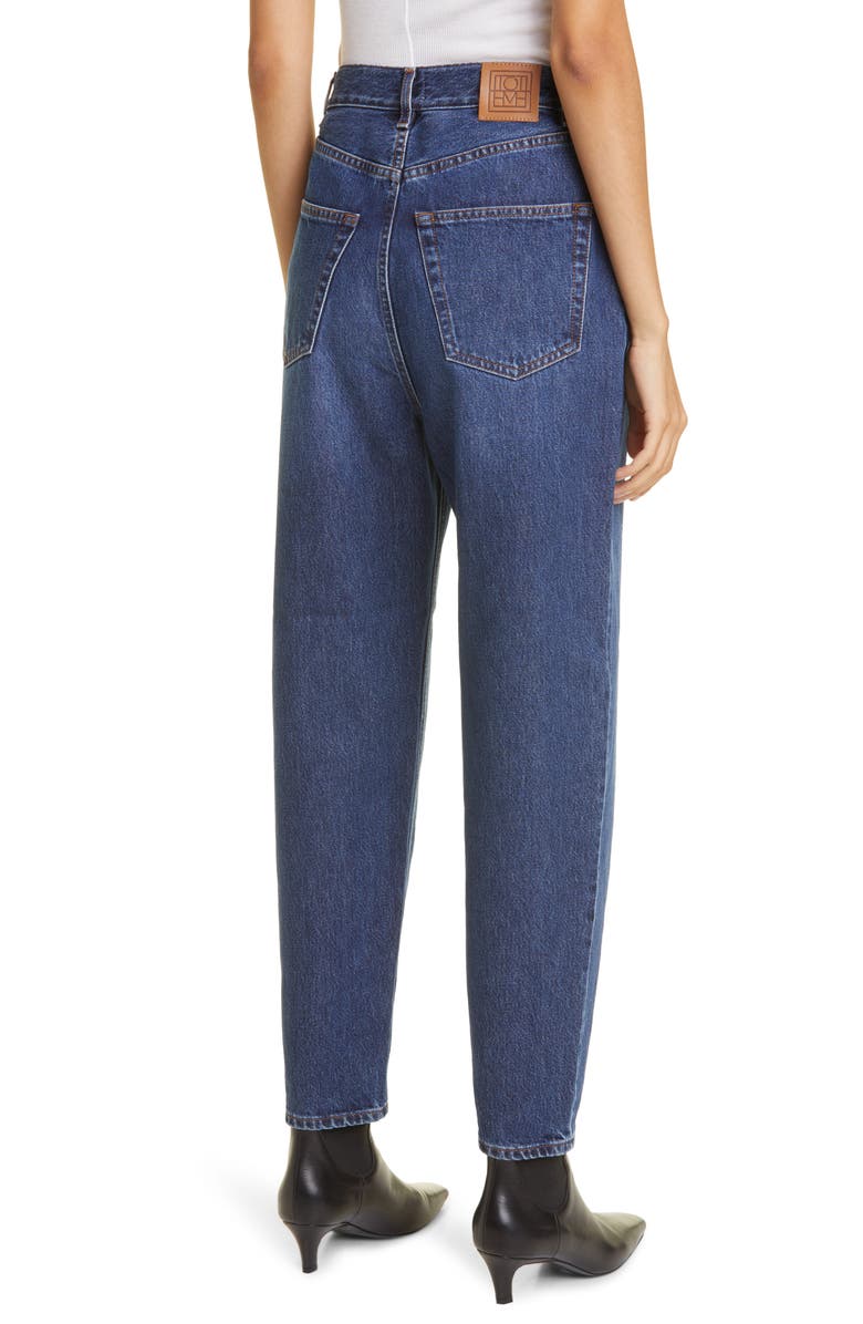 TOTEME High Waist Tapered Jeans, Alternate, color, Dark Blue