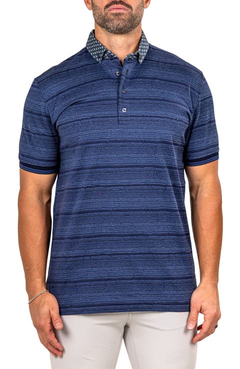 Marthyr Stripe Contrast Collar Cotton Polo