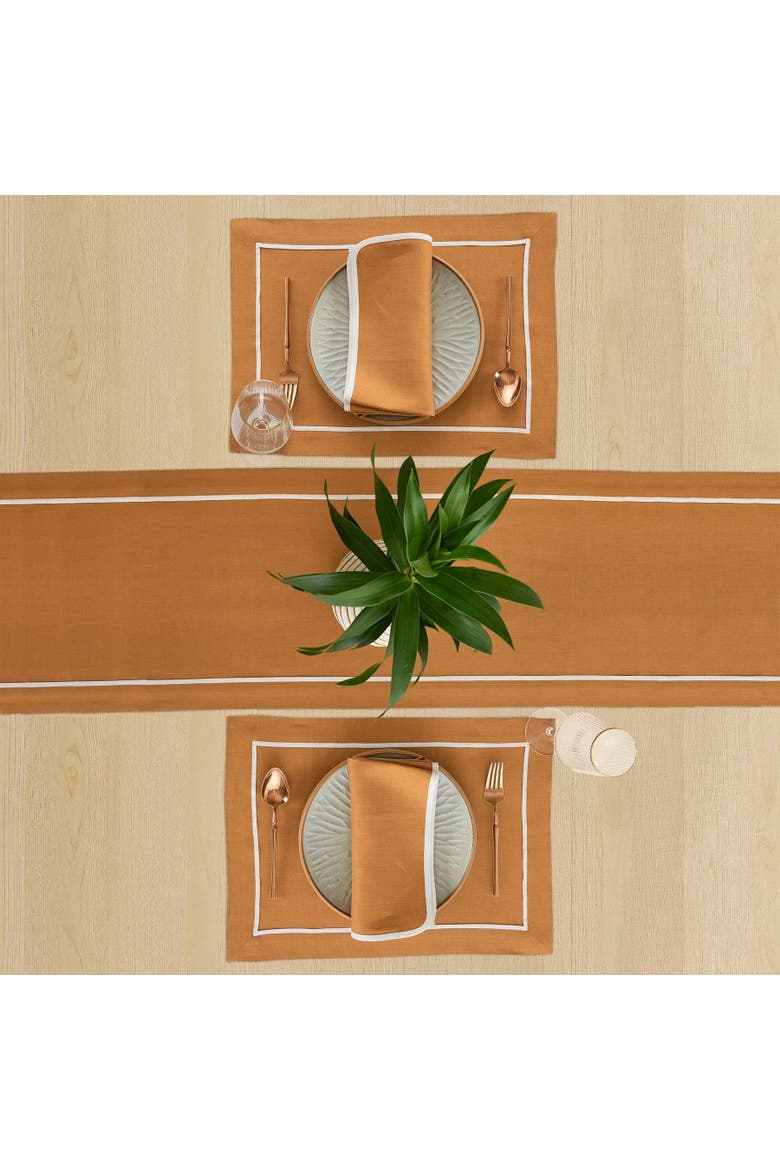 Linen Table Runner - Kensington, Alternate, color, Brown Sugar