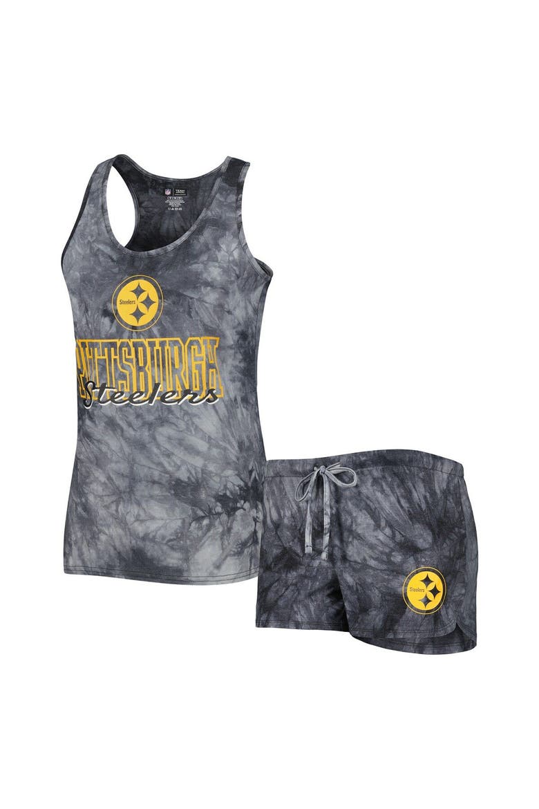 Women's Concepts Sport Charcoal Pittsburgh Steelers Billboard Scoop Neck Racerback Tank and Shorts Sleep Set, Alternate, color, Charcoal